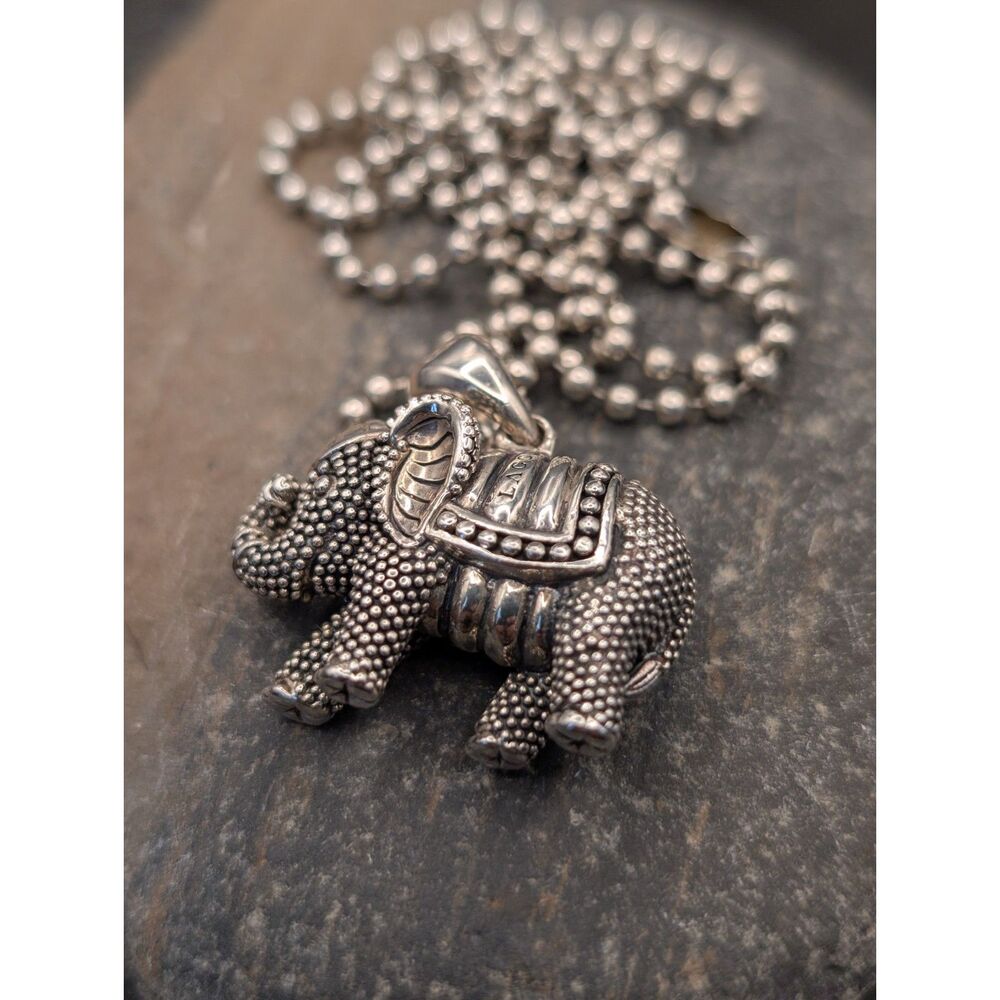 Lagos Sterling Silver Elephant Pendant • 925 • 24" Chain • Designer Jewelry - Picture 2 of 6